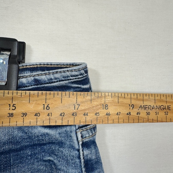 BKE Buckle Stella Capril Slim Low Rise Jeans Womens Size 32 Dark Blue Distressed - Picture 5 of 10
